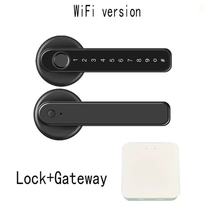 Graffiti Smart Fingerprint & Password Door Lock – Spherical Wooden Handle