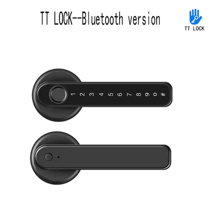 Graffiti Smart Fingerprint & Password Door Lock – Spherical Wooden Handle