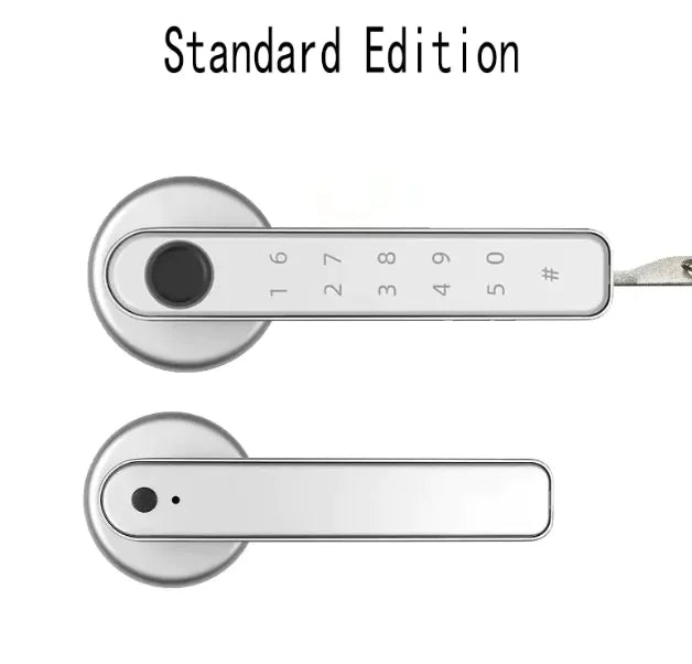 Graffiti Smart Fingerprint & Password Door Lock – Spherical Wooden Handle