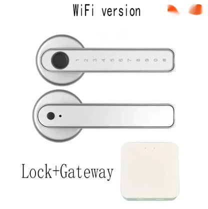 Graffiti Smart Fingerprint & Password Door Lock – Spherical Wooden Handle