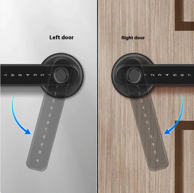 Graffiti Smart Fingerprint & Password Door Lock – Spherical Wooden Handle