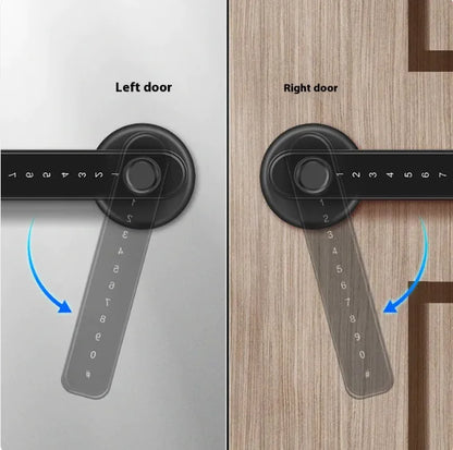 Graffiti Smart Fingerprint & Password Door Lock – Spherical Wooden Handle