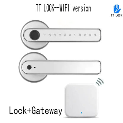 Graffiti Smart Fingerprint & Password Door Lock – Spherical Wooden Handle