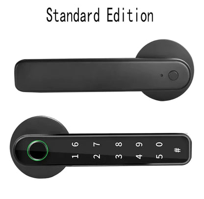 Graffiti Smart Fingerprint & Password Door Lock – Spherical Wooden Handle