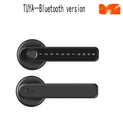 Graffiti Smart Fingerprint & Password Door Lock – Spherical Wooden Handle